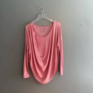 Free People Pink Long Sleeve Drape Top